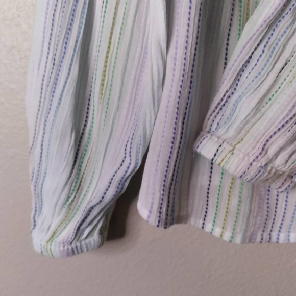 GAP White Multi Color Stitching Bell Sleeve Top - Picture 10 of 11